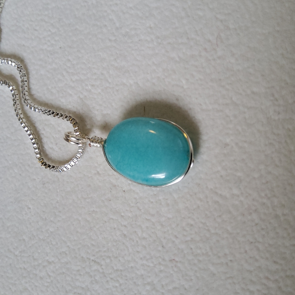 Sterling Silver Aquamarine Necklace 30” *Last One* - Picture 6 of 9